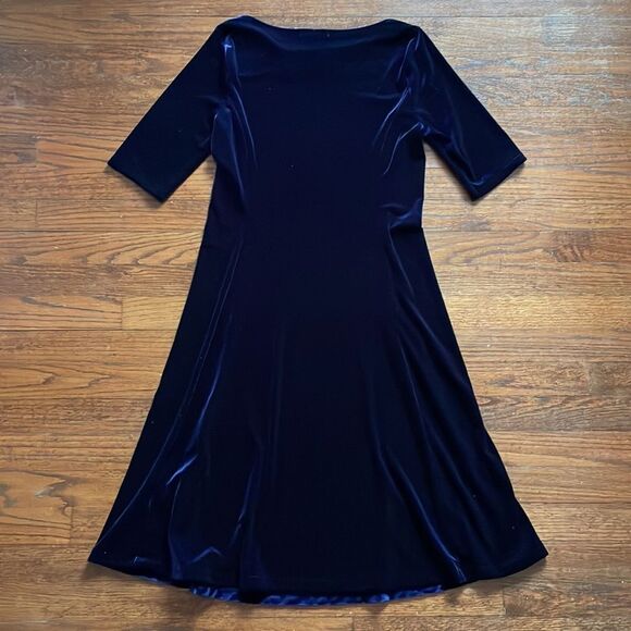 Lands’ End Navy Blue Velour Dress - Picture 5 of 5